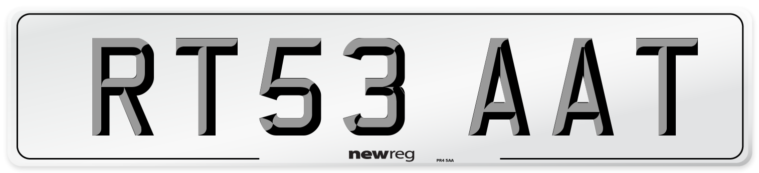 RT53 AAT Number Plate from New Reg